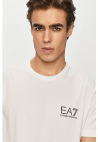 EA7 Emporio Armani - T-shirt. Okazja: na co dzień. Kolor: biały. Materiał: dzianina. Wzór: aplikacja, gładki. Styl: casual #2