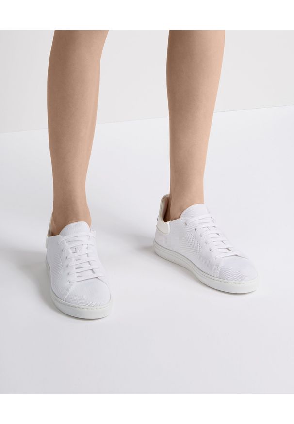 Casadei - CASADEI - Białe sneakersy z logo Kicks Knit. Nosek buta: okrągły. Kolor: biały. Materiał: dzianina. Szerokość cholewki: normalna. Sezon: lato. Obcas: na płaskiej podeszwie. Sport: tenis