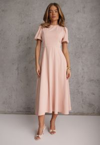 Renee - Różowa Rozkloszowana Sukienka Koktajlowa VICES na Krótki Rękaw Nessesha. Okazja: na randkę, na wesele, na ślub cywilny. Kolor: różowy. Długość rękawa: krótki rękaw. Styl: wizytowy. Długość: mini #4