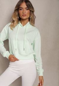 Renee - Miętowa Bluza z Kapturem i Bawełną Ozdobiona Ściągaczami Evianae. Okazja: na spacer, na co dzień. Typ kołnierza: kaptur. Kolor: miętowy. Materiał: bawełna. Długość rękawa: długi rękaw. Długość: długie. Wzór: aplikacja. Styl: casual