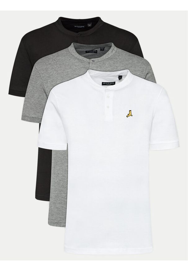 Brave Soul Komplet koszulek polo MPS-568AKARI Kolorowy Straight Fit. Typ kołnierza: polo. Materiał: bawełna. Wzór: kolorowy