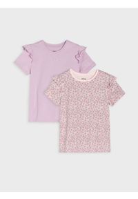 Sinsay - Bawełniana koszulka z falbanami - wielobarwny. Materiał: bawełna #1