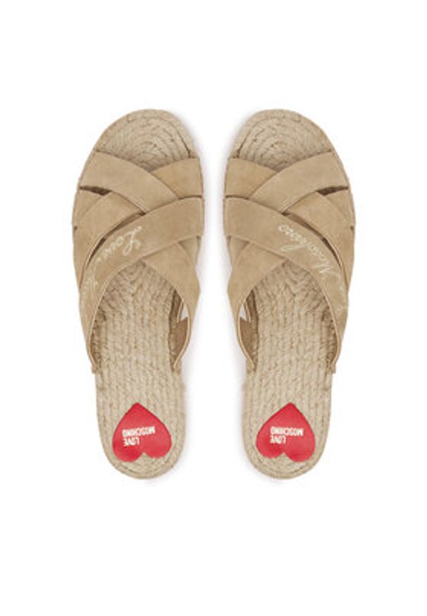 Love Moschino - LOVE MOSCHINO Klapki JA28362G0MIG0104 Beżowy. Kolor: beżowy. Materiał: skóra