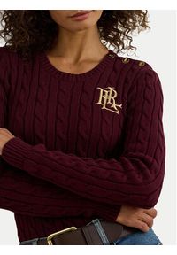 Lauren Ralph Lauren - LAUREN RALPH LAUREN Sweter 200932223015 Bordowy Slim Fit. Kolor: czerwony. Materiał: bawełna #3