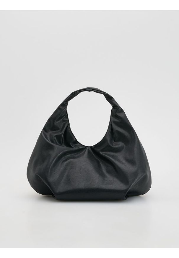Reserved - Duża torebka hobo - czarny. Kolor: czarny. Materiał: skórzane. Rozmiar: duże