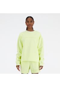 Bluza damska New Balance WT41556LLT – zielona. Kolor: zielony. Materiał: bawełna, dresówka, poliester, prążkowany