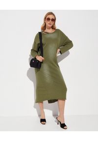 ONETEASPOON - Sukienka bawełniana. Kolor: zielony. Materiał: bawełna. Długość rękawa: długi rękaw. Typ sukienki: oversize. Styl: elegancki. Długość: maxi #3