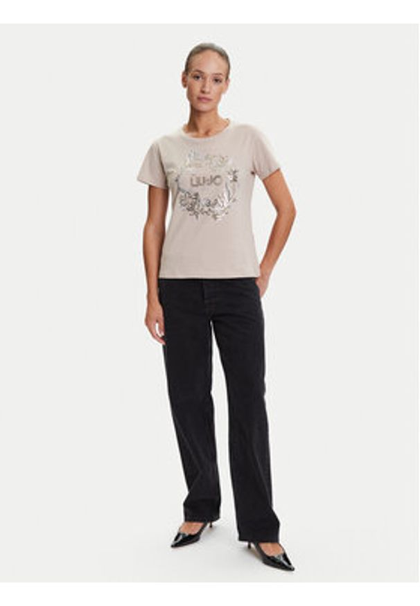 Liu Jo Sport T-Shirt TF5162 JS923 Beżowy Regular Fit. Kolor: beżowy. Materiał: bawełna. Styl: sportowy