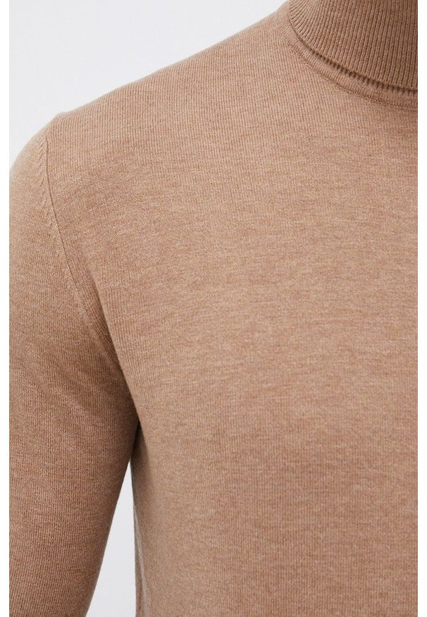 Tom Tailor - Sweter. Okazja: na co dzień. Typ kołnierza: golf. Kolor: brązowy. Materiał: włókno, materiał. Długość rękawa: długi rękaw. Długość: długie. Styl: casual