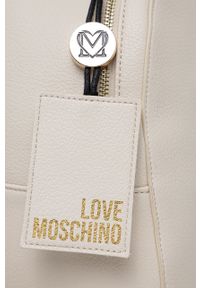 Love Moschino plecak damski kolor beżowy mały gładki. Kolor: beżowy. Wzór: gładki