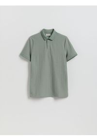 Reserved - Koszulka polo slim - jasny zielony. Typ kołnierza: polo. Kolor: zielony. Materiał: dzianina, bawełna #1