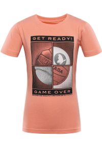 ZONE PERFECT - T-shirt Dziecięcy Nax Loreto 128-134 z Miękkiej Bawełny z Żywych Nadrukiem. Kolor: fioletowy. Materiał: bawełna. Wzór: nadruk