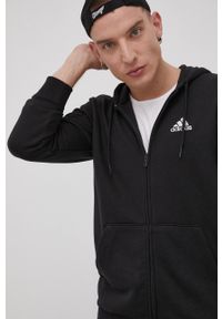 Adidas - adidas Bluza męska kolor czarny z kapturem z aplikacją. Okazja: na co dzień. Typ kołnierza: kaptur. Kolor: czarny. Materiał: materiał, bawełna. Wzór: aplikacja. Styl: casual #3