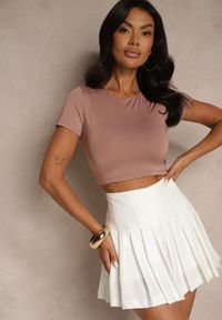 Renee - Ciemnoróżowy T-shirt Cropped z Wiskozą Efranessa. Kolor: różowy. Materiał: wiskoza. Sezon: lato #5