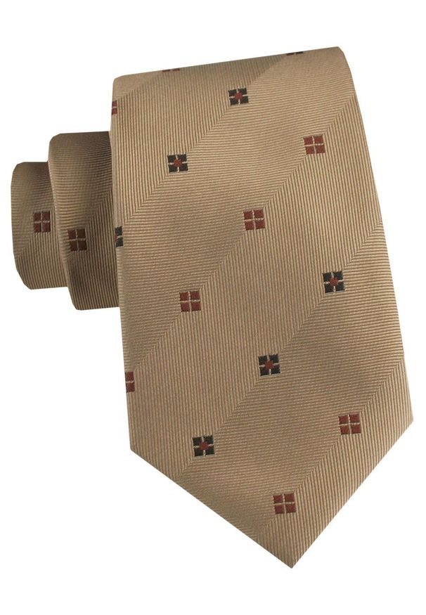 Męski Krawat - Lekki, Jasny Brąz - Alties. Kolor: beżowy, wielokolorowy, brązowy. Materiał: tkanina. Styl: elegancki, wizytowy