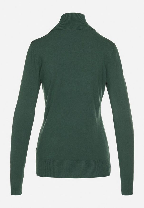 Born2be - Zielony Golf Sweter z Wiskozą i Kaszmirem Zailaya. Okazja: na co dzień. Typ kołnierza: golf. Kolor: zielony. Materiał: wiskoza, kaszmir. Styl: casual