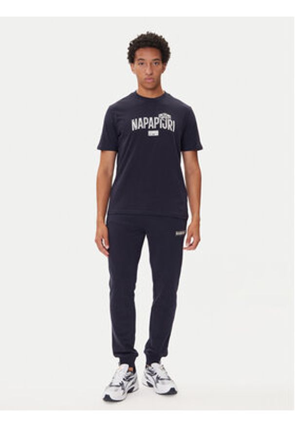 Napapijri T-Shirt S-Funes Ss NP0A88UA Granatowy Regular Fit. Kolor: niebieski. Materiał: bawełna