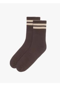 Ryłko - Brązowe skarpety z paskami. Kolor: brązowy. Materiał: poliamid, bawełna, elastan #1