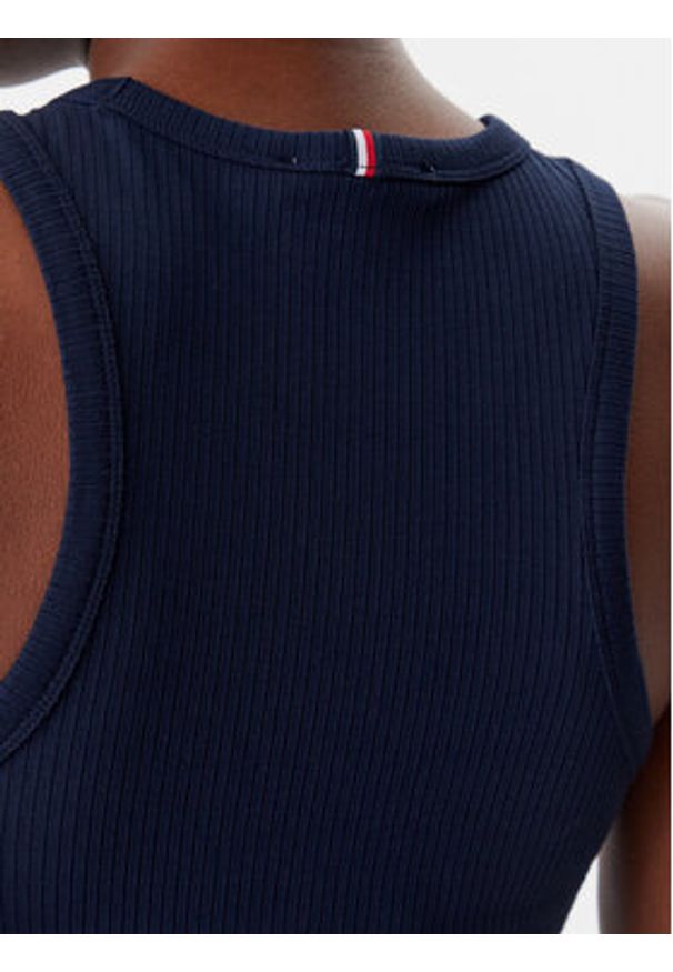 TOMMY HILFIGER - Tommy Hilfiger Top WW0WW38635 Granatowy Slim Fit. Kolor: niebieski. Materiał: wiskoza