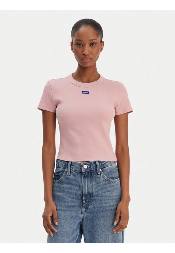 Hugo - HUGO T-Shirt Baby 50510749 Różowy Slim Fit. Kolor: różowy. Materiał: bawełna