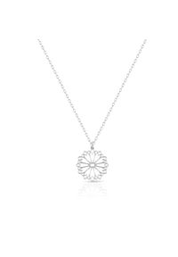 W.KRUK - Naszyjnik srebrny ażurowy kwiat. Materiał: srebrne. Kolor: srebrny. Wzór: kwiaty, ażurowy