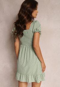Renee - Jasnozielona Sukienka Síofra. Okazja: na randkę. Kolor: zielony. Wzór: aplikacja, grochy. Sezon: lato. Styl: vintage. Długość: mini #5