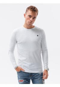 Ombre Clothing - Zestaw longsleeve męski z elastanem - MIX 2-pak V1 - Rozmiar: XXL. Kolor: biały. Materiał: elastan. Długość rękawa: długi rękaw. Długość: długie. Wzór: gładki, jednolity. Styl: klasyczny #3