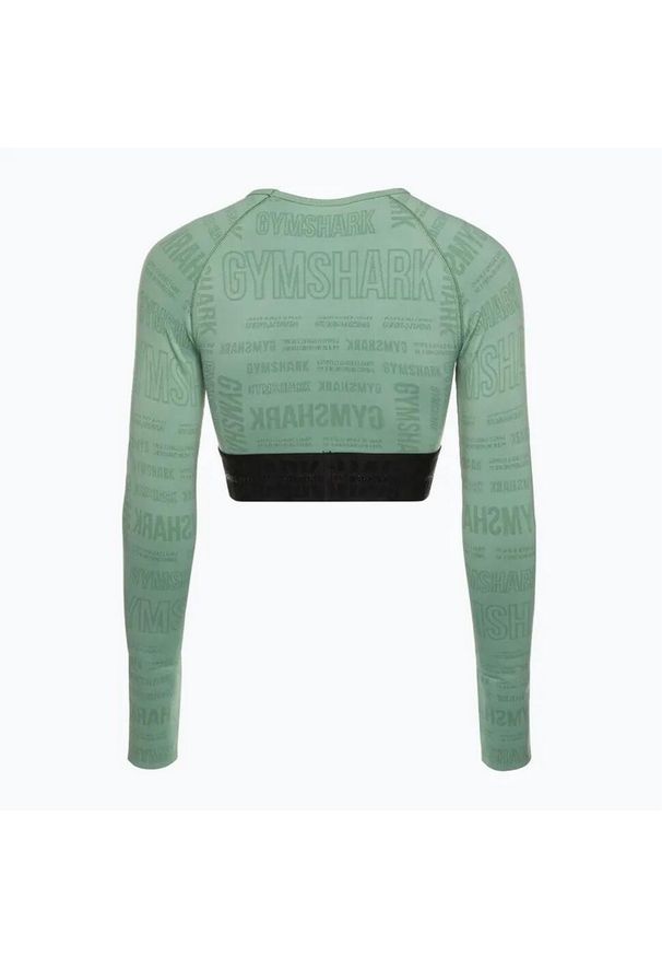 GYMSHARK - Top treningowy longsleeve damski Gymshark Vision Crop Top. Kolor: zielony. Długość rękawa: długi rękaw. Sport: fitness