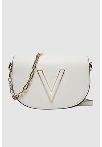 Valentino by Mario Valentino - VALENTINO Biała torebka Coney Flap Bag. Kolor: biały. Wzór: paski #1