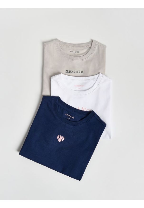 Reserved - Bawełniany t-shirt 3 pack - wielobarwny. Materiał: bawełna