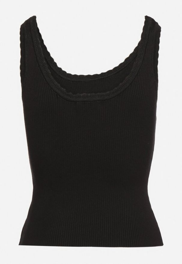 Born2be - Czarny Klasyczny Top z Wiskozą i Metaliczną Nicią Riarria. Okazja: na co dzień, na spotkanie biznesowe, do pracy. Kolor: czarny. Materiał: wiskoza. Styl: klasyczny