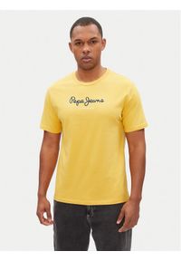 Pepe Jeans T-Shirt Eggo N PM508208 Żółty Regular Fit. Kolor: żółty. Materiał: bawełna