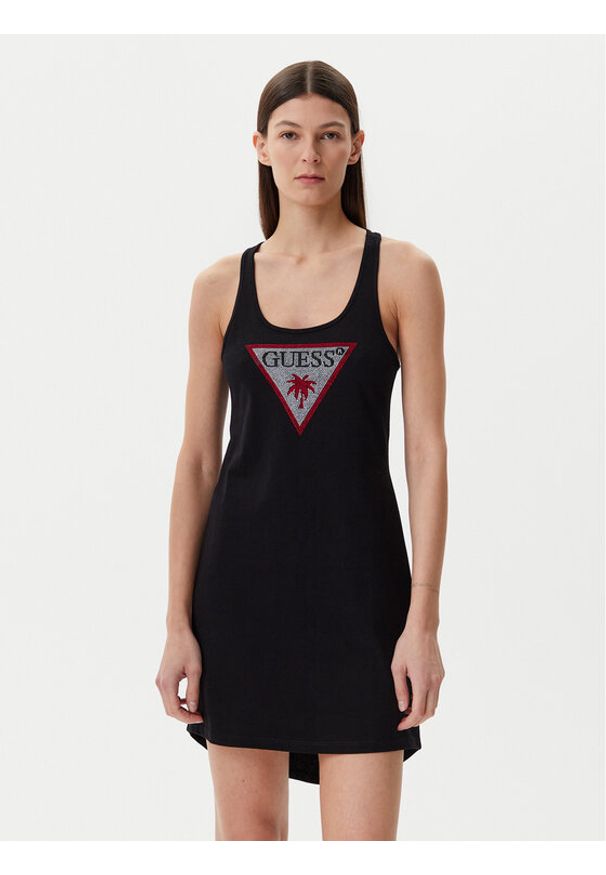 Guess Sukienka letnia E5GP01 I3Z14 Czarny Regular Fit. Kolor: czarny. Materiał: bawełna. Sezon: lato