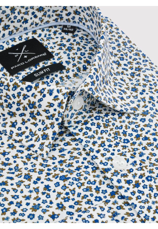 Pako Lorente - PAKO LORENTE – Koszula męska w kwiatki długi rękaw. Okazja: na co dzień. Materiał: elastan, bawełna. Długość rękawa: długi rękaw. Długość: długie. Wzór: kwiaty. Styl: casual