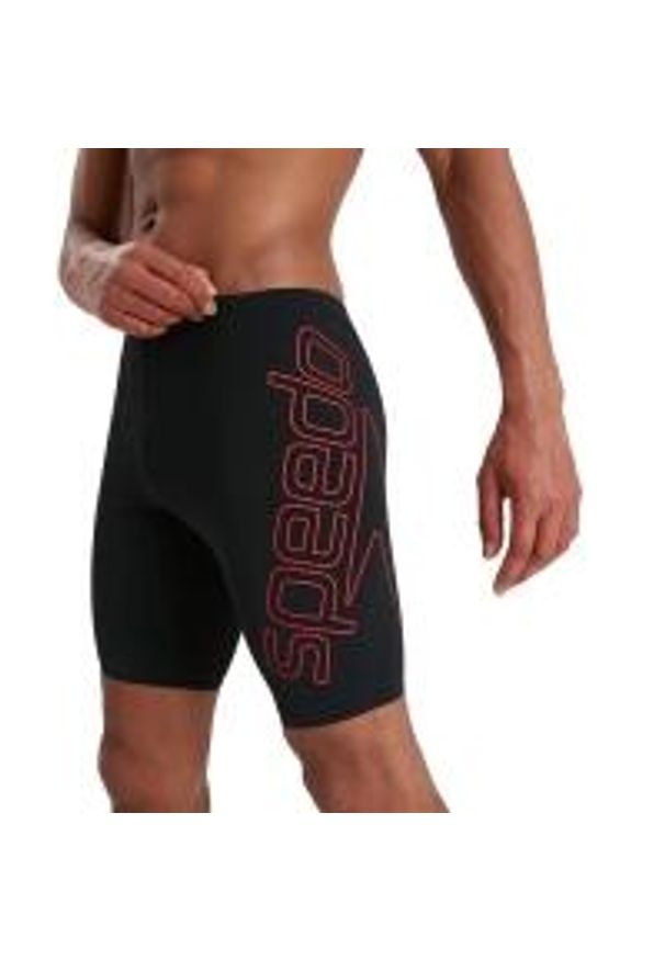 Męskie Spodenki Speedo Boom Logo Placement Jammer – Czarne/Czerwone – Rozmiar 26. Kolor: czerwony, czarny, wielokolorowy