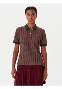Lacoste Polo DF3364 Brązowy Slim Fit. Typ kołnierza: polo. Kolor: brązowy. Materiał: bawełna