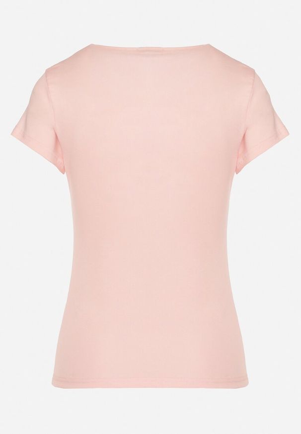 Born2be - Jasnoróżowy Bawełniany T-shirt Koszulka z Krótkim Rękawem z Koronką przy Rękawach i Dekolcie Fiadella. Okazja: na co dzień, na randkę. Typ kołnierza: dekolt w łódkę. Kolor: różowy. Materiał: bawełna, koronka. Długość rękawa: krótki rękaw. Długość: krótkie. Wzór: koronka. Styl: klasyczny, elegancki, casual