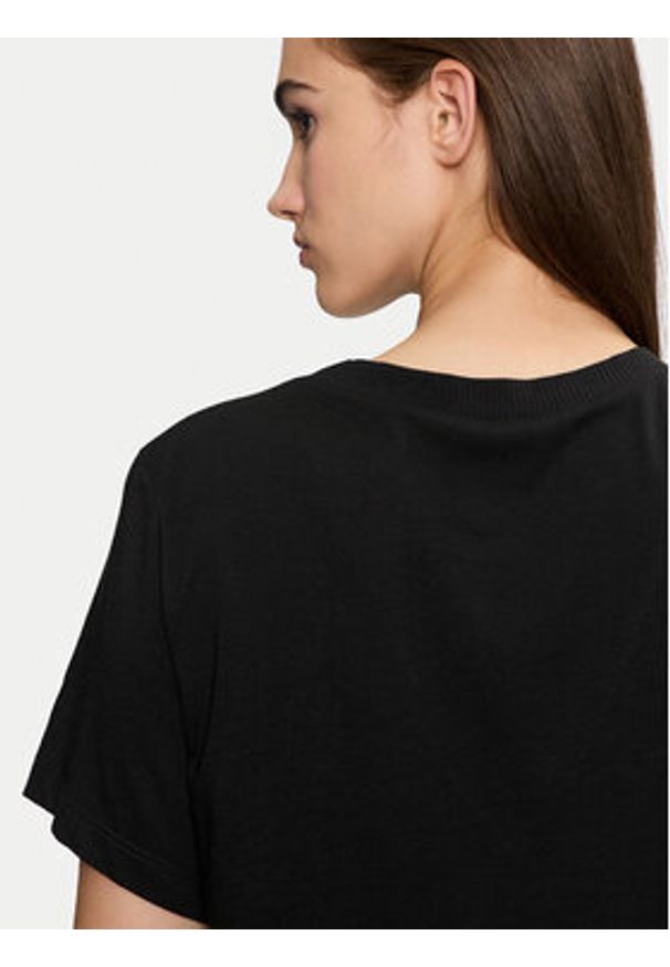 Sisley T-Shirt 3QU4L400L Czarny Regular Fit. Kolor: czarny. Materiał: bawełna