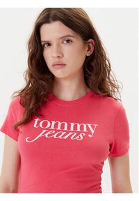 Tommy Jeans T-Shirt Essential DW0DW19447 Różowy Slim Fit. Kolor: różowy. Materiał: bawełna #3
