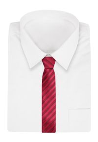 Klasyczny Krawat, Czerwono-Bordowy w Paski, Prążki, Męski, 7cm -Angelo di Monti. Kolor: czerwony. Materiał: tkanina. Wzór: prążki, paski. Styl: klasyczny