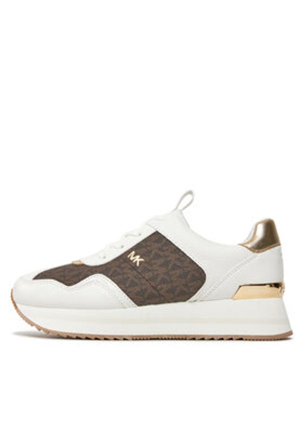 MICHAEL Michael Kors Sneakersy Raina Trainer 43R4RNFSAB Brązowy. Kolor: biały. Materiał: skóra