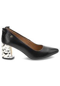 Czarne Czółenka Maciejka Damskie Eleganckie Buty. Zapięcie: bez zapięcia. Kolor: czarny. Materiał: skóra. Szerokość cholewki: normalna. Obcas: na obcasie. Styl: elegancki. Wysokość obcasa: średni #5