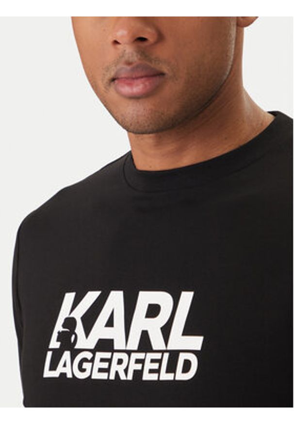Karl Lagerfeld - KARL LAGERFELD T-Shirt 755780 500235 Czarny Regular Fit. Typ kołnierza: dekolt w karo. Kolor: czarny. Materiał: bawełna