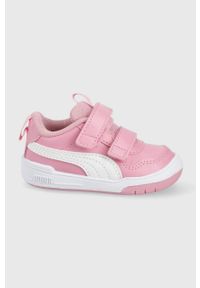 Puma buty dziecięce kolor różowy. Nosek buta: okrągły. Zapięcie: rzepy. Kolor: różowy. Materiał: guma. Wzór: nadruk