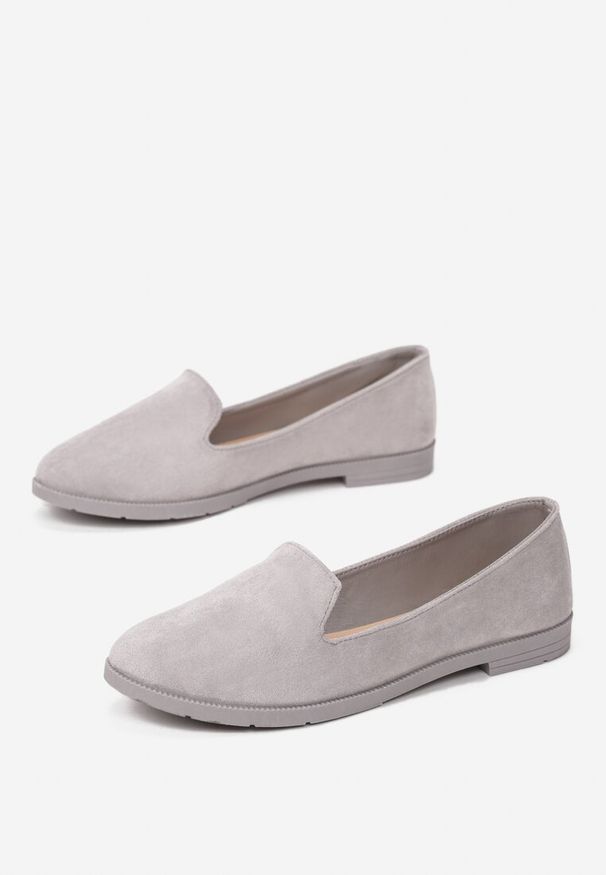 Born2be - Szare Balerinki w Stylu Mokasynów Thetea. Okazja: na co dzień. Kolor: szary. Materiał: jeans. Styl: klasyczny, casual, elegancki