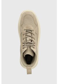 Tommy Jeans sneakersy TJM MIX MATERIAL BOOT kolor beżowy EM0EM01245. Nosek buta: okrągły. Zapięcie: sznurówki. Kolor: beżowy. Materiał: guma #4