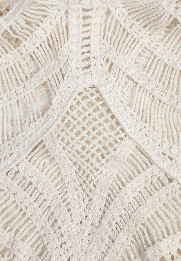 Renee - Beżowa Bawełniana Plażowa Sukienka Szydełkowa Kelira. Okazja: na plażę. Kolor: beżowy. Materiał: bawełna. Sezon: lato. Styl: wakacyjny