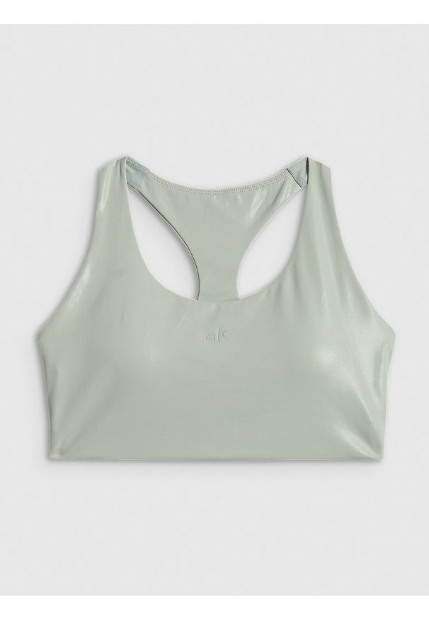 4f - 4F Biustonosz do jogi z niskim wsparciem damski - miętowy XL. Kolor: turkusowy. Materiał: skóra, materiał, guma. Sport: joga i pilates