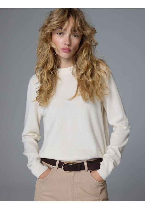 Reserved - Skórzany pasek - ciemnobrązowy. Kolor: brązowy. Materiał: skóra