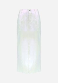 Born2be - Biała Metaliczna Spódnica Ołówkowa Maxi Tangella. Kolor: biały. Materiał: materiał #7